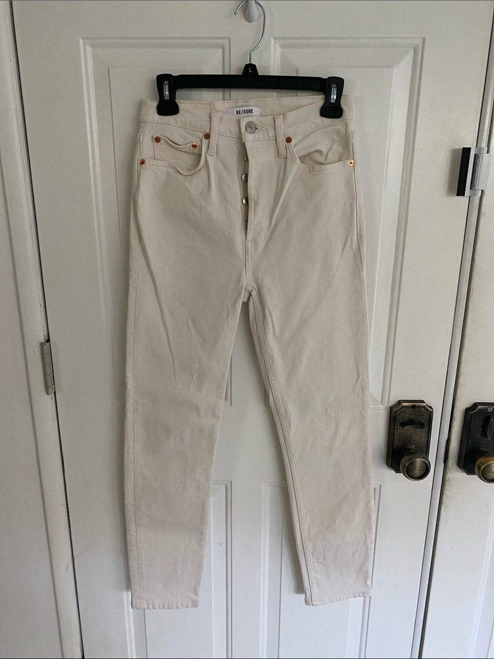Re/Done Originals 90’s High Rise Anole Crop in Off White